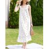 Ekouaer Nightgowns for Women Long Sleeveless Night Gown Victorian Nightdress Button Sleepshirt Soft Sleepwear S-XXXL(White Floral)
