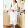 Ekouaer Nightgowns for Women Long Sleeveless Night Gown Victorian Nightdress Button Sleepshirt Soft Sleepwear S-XXXL(White Floral)