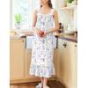 Ekouaer Nightgowns for Women Long Sleeveless Night Gown Victorian Nightdress Button Sleepshirt Soft Sleepwear S-XXXL(White Purple Floral)