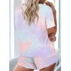 Ekouaer Pajamas Set for Women Short Sleeve Lounge Set 2 Piece Loungewear PJs Soft Cute Lightweight Sleepwear(A-tie Dye Pink Blue Purple)