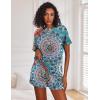 Ekouaer Pajamas Set for Women Short Sleeve Lounge Set 2 Piece Loungewear PJs Soft Cute Lightweight Sleepwear(Blue Round Flower)