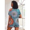 Ekouaer Pajamas Set for Women Short Sleeve Lounge Set 2 Piece Loungewear PJs Soft Cute Lightweight Sleepwear(Blue Round Flower)