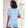 Ekouaer Pajamas Set for Women Short Sleeve Lounge Set 2 Piece Loungewear PJs Soft Cute Lightweight Sleepwear(Blue Star)
