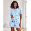 Ekouaer Pajamas Set for Women Short Sleeve Lounge Set 2 Piece Loungewear PJs Soft Cute Lightweight Sleepwear(Blue Star)
