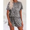 Ekouaer Pajamas Set for Women Short Sleeve Lounge Set 2 Piece Loungewear PJs Soft Cute Lightweight Sleepwear(Gray Black Leopard)