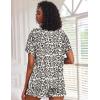 Ekouaer Pajamas Set for Women Short Sleeve Lounge Set 2 Piece Loungewear PJs Soft Cute Lightweight Sleepwear(Khaki Leopard)