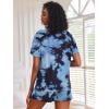 Ekouaer Pajamas Set for Women Short Sleeve Lounge Set 2 Piece Loungewear PJs Soft Cute Lightweight Sleepwear(Tie Dye Black Blue Dark)