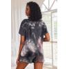 Ekouaer Pajamas Set for Women Short Sleeve Lounge Set 2 Piece Loungewear PJs Soft Cute Lightweight Sleepwear(Tie Dye Black Pink)