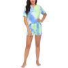 Ekouaer Pajamas Set for Women Short Sleeve Lounge Set 2 Piece Loungewear PJs Soft Cute Lightweight Sleepwear(Tie Dye Blue Green)