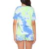 Ekouaer Pajamas Set for Women Short Sleeve Lounge Set 2 Piece Loungewear PJs Soft Cute Lightweight Sleepwear(Tie Dye Blue Green)
