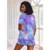 Ekouaer Pajamas Set for Women Short Sleeve Lounge Set 2 Piece Loungewear PJs Soft Cute Lightweight Sleepwear(Tie Dye Blue and Purple)