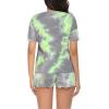 Ekouaer Pajamas Set for Women Short Sleeve Lounge Set 2 Piece Loungewear PJs Soft Cute Lightweight Sleepwear(Tie Dye Gray Green)