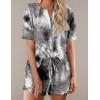 Ekouaer Pajamas Set for Women Short Sleeve Lounge Set 2 Piece Loungewear PJs Soft Cute Lightweight Sleepwear(Tie Dye Grey Dark)