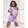 Ekouaer Pajamas Set for Women Short Sleeve Lounge Set 2 Piece Loungewear PJs Soft Cute Lightweight Sleepwear(Tie Dye Purple Blue)