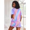 Ekouaer Pajamas Set for Women Short Sleeve Lounge Set 2 Piece Loungewear PJs Soft Cute Lightweight Sleepwear(Tie Dye Purple Blue)