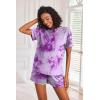 Ekouaer Pajamas Set for Women Short Sleeve Lounge Set 2 Piece Loungewear PJs Soft Cute Lightweight Sleepwear(Tie Dye Purple White)