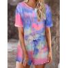 Ekouaer Pajamas Set for Women Short Sleeve Lounge Set 2 Piece Loungewear PJs Soft Cute Lightweight Sleepwear(Tie Dye Rainbow)