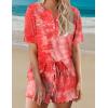 Ekouaer Pajamas Set for Women Short Sleeve Lounge Set 2 Piece Loungewear PJs Soft Cute Lightweight Sleepwear(Tie Dye Red)