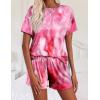 Ekouaer Pajamas Set for Women Short Sleeve Lounge Set 2 Piece Loungewear PJs Soft Cute Lightweight Sleepwear(Tie Dye Rose Pink)