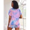 Ekouaer Pajamas Set for Women Short Sleeve Lounge Set 2 Piece Loungewear PJs Soft Cute Lightweight Sleepwear(Tie Dye Rose Red Blue)