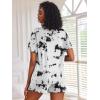 Ekouaer Pajamas Set for Women Short Sleeve Lounge Set 2 Piece Loungewear PJs Soft Cute Lightweight Sleepwear(Tie Dye White Black)