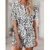 Ekouaer Pajamas Set for Women Short Sleeve Lounge Set 2 Piece Loungewear PJs Soft Cute Lightweight Sleepwear(White Black Leopard)