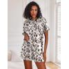 Ekouaer Pajamas Set for Women Short Sleeve Lounge Set 2 Piece Loungewear PJs Soft Cute Lightweight Sleepwear(White Brown Leopard)
