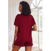Ekouaer Pajamas Set for Women Short Sleeve Lounge Set 2 Piece Loungewear PJs Soft Cute Lightweight Sleepwear(Wine Red)