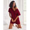 Ekouaer Pajamas Set for Women Short Sleeve Lounge Set 2 Piece Loungewear PJs Soft Cute Lightweight Sleepwear(Wine Red)