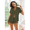 Ekouaer Pajamas Set for Women Short Sleeve Sleepwear Button Down Pjs Lounge Sets Soft Nightwear(Army Green)
