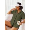 Ekouaer Pajamas Set for Women Short Sleeve Sleepwear Button Down Pjs Lounge Sets Soft Nightwear(Army Green)