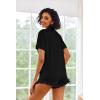 Ekouaer Pajamas Set for Women Short Sleeve Sleepwear Button Down Pjs Lounge Sets Soft Nightwear(Black)