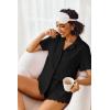 Ekouaer Pajamas Set for Women Short Sleeve Sleepwear Button Down Pjs Lounge Sets Soft Nightwear(Black)