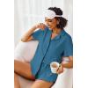 Ekouaer Pajamas Set for Women Short Sleeve Sleepwear Button Down Pjs Lounge Sets Soft Nightwear(Blue Green)