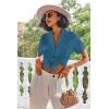 Ekouaer Pajamas Set for Women Short Sleeve Sleepwear Button Down Pjs Lounge Sets Soft Nightwear(Blue Green)