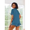 Ekouaer Pajamas Set for Women Short Sleeve Sleepwear Button Down Pjs Lounge Sets Soft Nightwear(Blue Green)