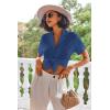 Ekouaer Pajamas Set for Women Short Sleeve Sleepwear Button Down Pjs Lounge Sets Soft Nightwear(Clear Blue)
