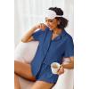 Ekouaer Pajamas Set for Women Short Sleeve Sleepwear Button Down Pjs Lounge Sets Soft Nightwear(Clear Blue)