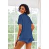 Ekouaer Pajamas Set for Women Short Sleeve Sleepwear Button Down Pjs Lounge Sets Soft Nightwear(Clear Blue)