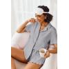 Ekouaer Pajamas Set for Women Short Sleeve Sleepwear Button Down Pjs Lounge Sets Soft Nightwear(Deep Gray)