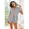 Ekouaer Pajamas Set for Women Short Sleeve Sleepwear Button Down Pjs Lounge Sets Soft Nightwear(Deep Gray)