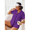 Ekouaer Pajamas Set for Women Short Sleeve Sleepwear Button Down Pjs Lounge Sets Soft Nightwear(Deep Purple)