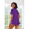 Ekouaer Pajamas Set for Women Short Sleeve Sleepwear Button Down Pjs Lounge Sets Soft Nightwear(Deep Purple)