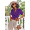 Ekouaer Pajamas Set for Women Short Sleeve Sleepwear Button Down Pjs Lounge Sets Soft Nightwear(Deep Purple)