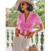 Ekouaer Pajamas Set for Women Short Sleeve Sleepwear Button Down Pjs Lounge Sets Soft Nightwear(Hot Pink Leopard)