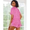 Ekouaer Pajamas Set for Women Short Sleeve Sleepwear Button Down Pjs Lounge Sets Soft Nightwear(Hot Pink Leopard)