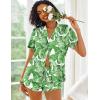 Ekouaer Pajamas Set for Women Short Sleeve Sleepwear Button Down Pjs Lounge Sets Soft Nightwear(Leaves)
