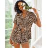 Ekouaer Pajamas Set for Women Short Sleeve Sleepwear Button Down Pjs Lounge Sets Soft Nightwear(Leopard)