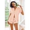 Ekouaer Pajamas Set for Women Short Sleeve Sleepwear Button Down Pjs Lounge Sets Soft Nightwear(Light Pink)
