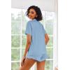 Ekouaer Pajamas Set for Women Short Sleeve Sleepwear Button Down Pjs Lounge Sets Soft Nightwear(Light Sky Blue)